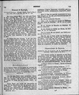 Observationes de Entozois : Pars 1 ; Cum tab. aen. / Fr. Chr. Henr. Creplin. - Gryphiswaldiae : Mauritius, 1825.