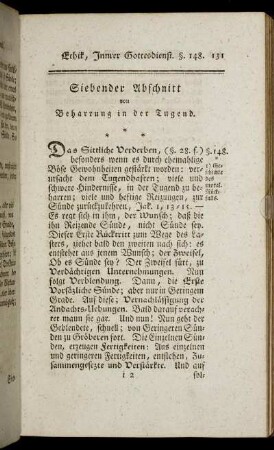 Siebender Abschnitt von Beharrung in der Tugend.