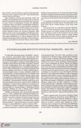 55: Wystawa książek instytutu sztuki PAN. Warszawa - maj 1993
