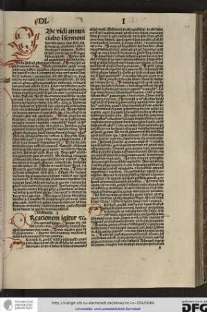 Distinctio I. Creationem igitur etc. Hic queruntur quattuor, primo utrum res sint create a deo...
