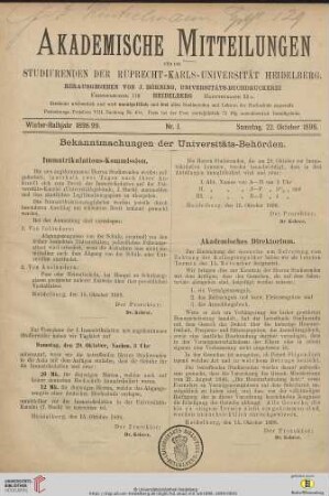 Nr. 1 (22. Oktober 1898)