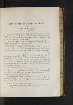 Ueber Reibung von Lösungen in Glycerin.
