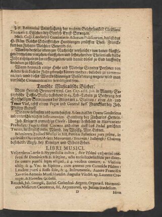 Teutsche Musicalische Bücher.