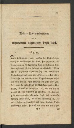 Weitere Auseinandersetzung der angewandten allgemeinen Logik selbst