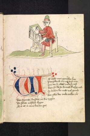 Ulrich von Zatzikhoven, darunter W-Initiale mit Fleuronnée