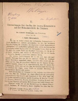 Untersuchungen über den Bau der inneren Körnerschicht und der Molecularschicht der Netzhaut : II.