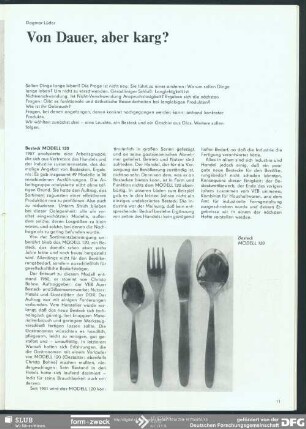 Von Dauer, aber karg? : Ökonomie und Formgestaltung // Langlebigkeit