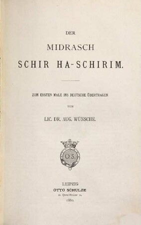 Der Midrasch Schir Ha-Schirim