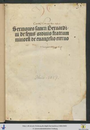 Sermones sancti Bernardini de senis ordinis fratrum minoru[m] de euangelio eterno