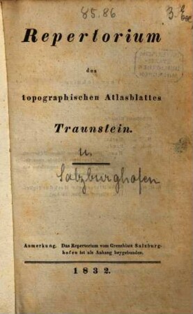 Repertorium des topographischen Atlasblattes Traunstein