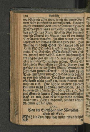 LXXI. Von der Gleichheit aller Menschen. Erd ist Erd.