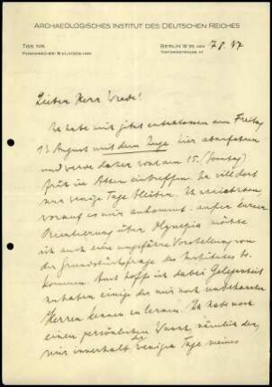 M. Schede an W. Wrede