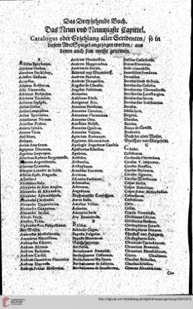 Catalogus oder Erzehlung aller Scribenten/so in diesem AdelSpiegel angezogen werden/aus denen auch das meiste genomen.