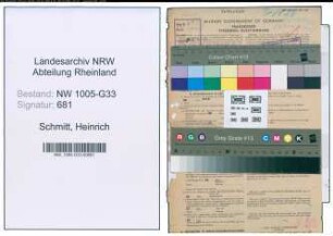 Entnazifizierung Heinrich Schmitt , geb. 22.10.1899 (Lehrer)