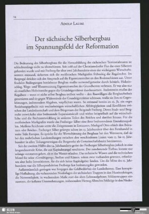 Der sächsische Silberbergbau im Spannungsfeld der Reformation