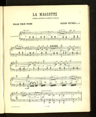 La Mascotte. Valse Pour Piano.
