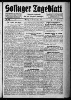 Solinger Tageblatt : die Nachmittagszeitung der Klingenstadt : aelteste Tageszeitung im Stadtkreis Solingen