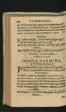 Aurea Carmina Pythagorae.