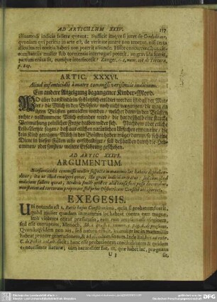 Artic. XXXVI. Aliud infanticidii a matre comissi verisimile indicium. Ein andere Anzeigung begangener Kidner-Mord