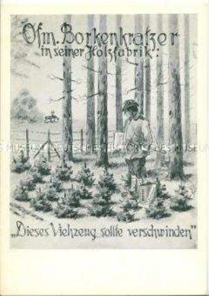 Kritische Zeichnung zum Thema Wald