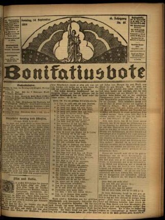 Erste Ausgabe vom Sonntag, den 14. September 1924.