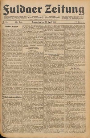 Ausgabe vom Donnerstag, den 30. April 1914.
