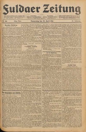 Ausgabe vom Donnerstag, den 30. April 1914.