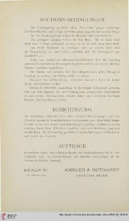 Auctions-Bedingungen / Besichtigung / Aufträge
