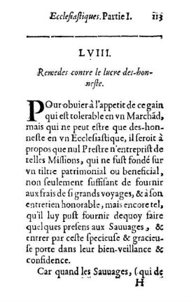 LVIII. Remedes contre le lucre des-honneste