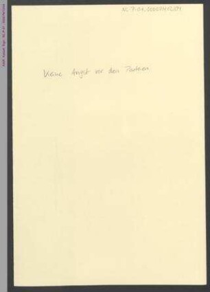 Keine Angst vor den Parteien
