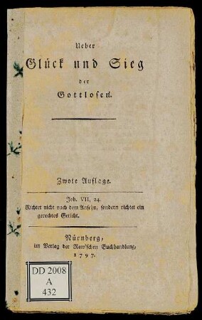 Ueber Glück und Sieg der Gottlosen