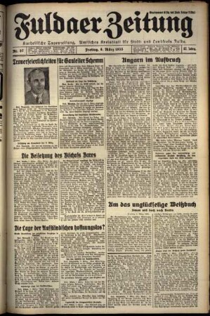 Erste Ausgabe vom Freitag, den 08. März 1935.