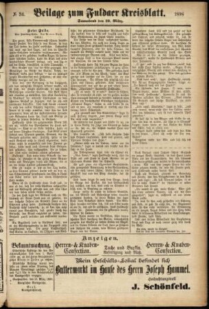 Zweite Ausgabe vom Samstag, den 19. März 1898.