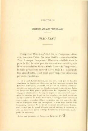 Chapitre XI - Onzièmes annales principales - Hiao-King