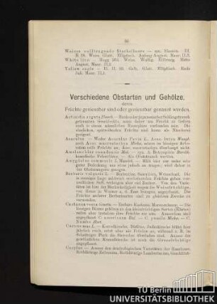 Verschiedene Obstarten und Gehölze.