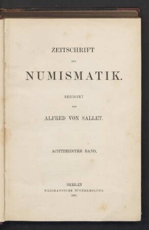 18.1892: Zeitschrift für Numismatik