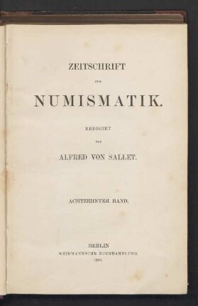 18.1892: Zeitschrift für Numismatik