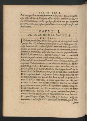Caput I. De Oeconomia Salutis Nostrae.
