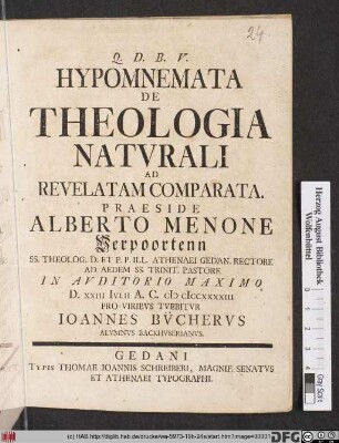 Hypomnemata De Theologia Natvrali Ad Revelatam Comparata