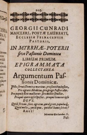 203-213, Argumentum Passionis Dominicae. ...