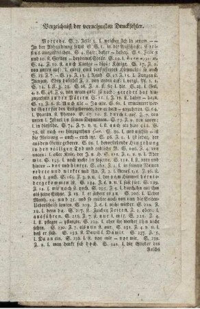Verzeichniß der vornehmsten Druckfehler