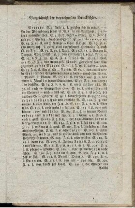 Verzeichniß der vornehmsten Druckfehler