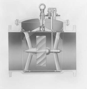 Woltmann-Wassermesser, Querschnitt (Bopp und Reuther) : Technikgeschichte | Maschinenbau | Maschinenelemente | Wassermesser