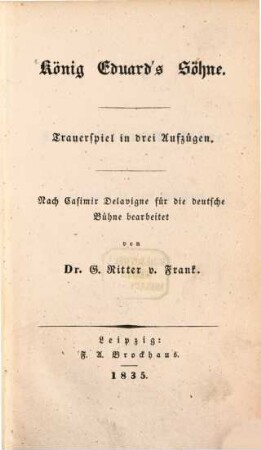 König Eduard's Söhne : Trauerspiel in drei Aufzügen