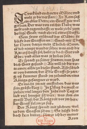 JC[!] verkund euch newe Mähre/ vnd || wolt jr die verstan :|: