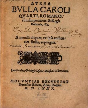 Aurea Bulla Caroli IV.