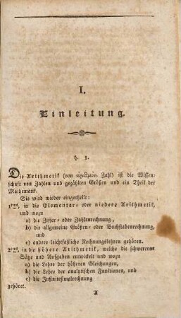 Lehrbuch der niedern Arithmetik