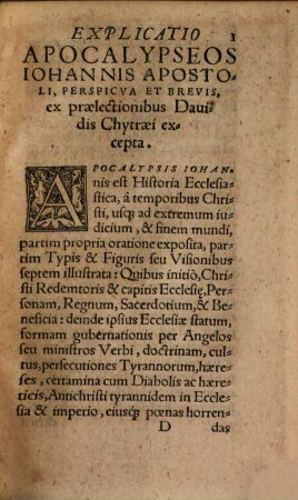 Explicatio Apocalypsis Ioannis Perspicua Et Brevis