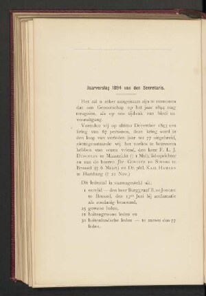 Jaarverslag 1894 van den Secretaris