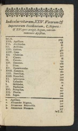 Indiculus vitarum, XXIV. Virorum [et] Imperatorum Exellentium, ...